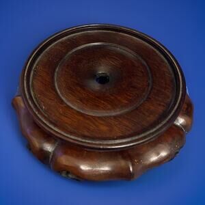 4 1/2" Rosewood Vintage Chinese Carved Classic Onion Shaped Round Stand